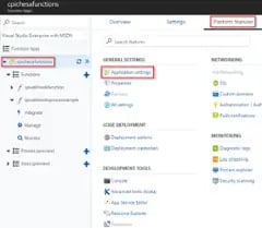 Functions App application settings