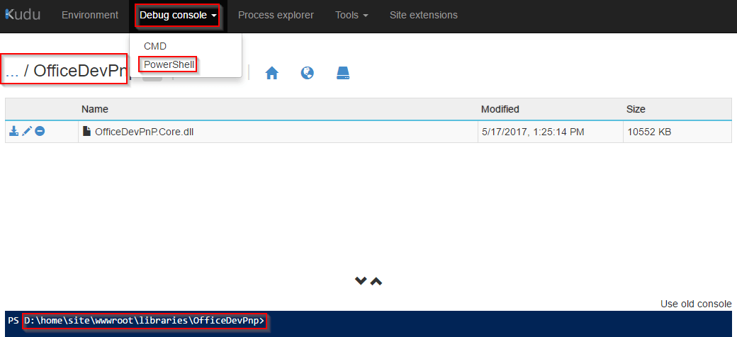 Debug Console PowerShell