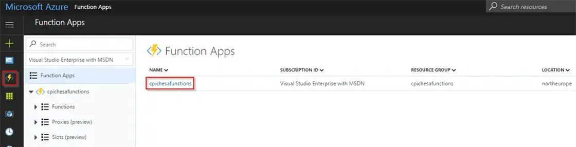 Functions App in Azure Blade