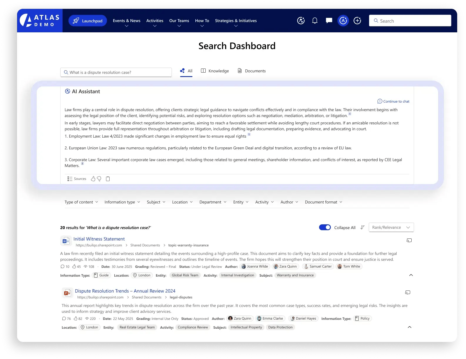 Hybrid search page