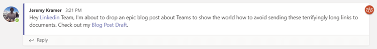 Short link in MS Teams.