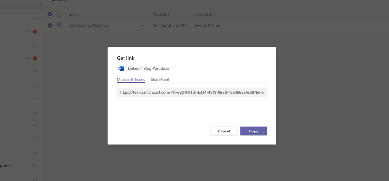 Links in MS Teams