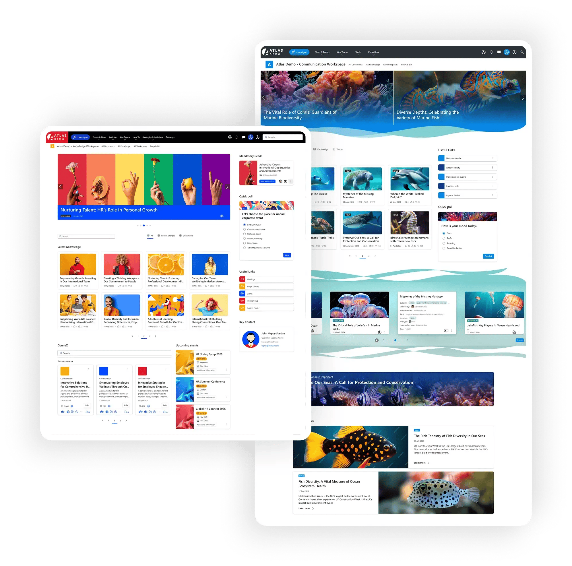 Mock ups of Atlas homepages