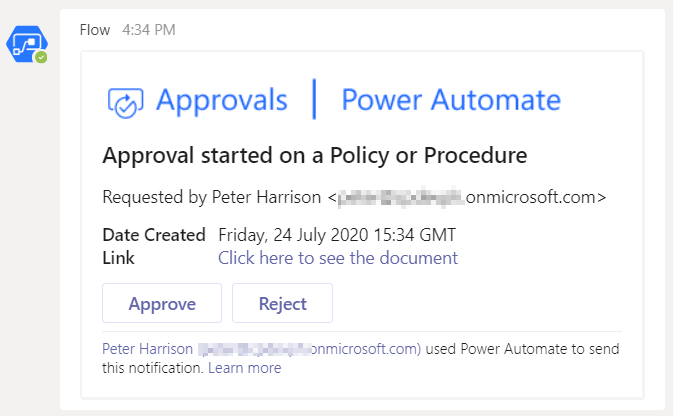 Power Automate Teams Approval