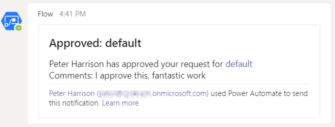 Power Automate Teams Approved default