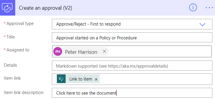 Power Automate Teams Create an approval V2