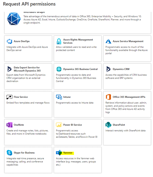 Request API permissions screenshot